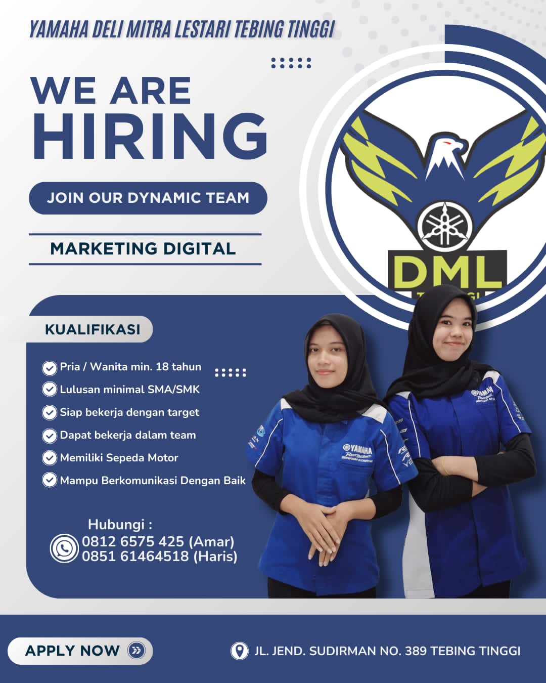 SMK Negeri 2 Tebing Tinggi - Lowongan Kerja CV. Deli Mitra Lestari - Yamaha Tebing Tinggi